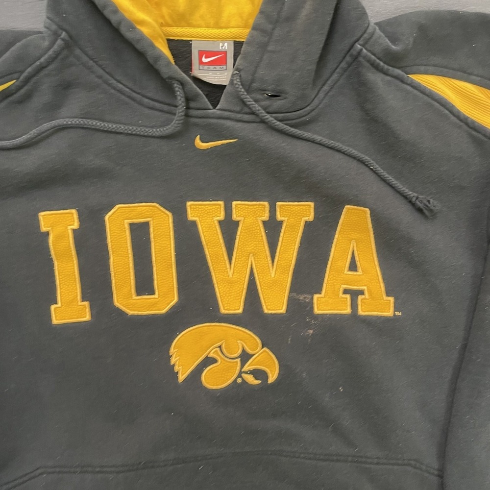 vintage Nike Iowa Hawkeyes black and yellow pullover hoodie men medium 2000s y2k - Picture 2 of 14